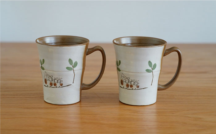 【波佐見焼】ふくろう マグカップ ペア【団陶器】 [PB69]