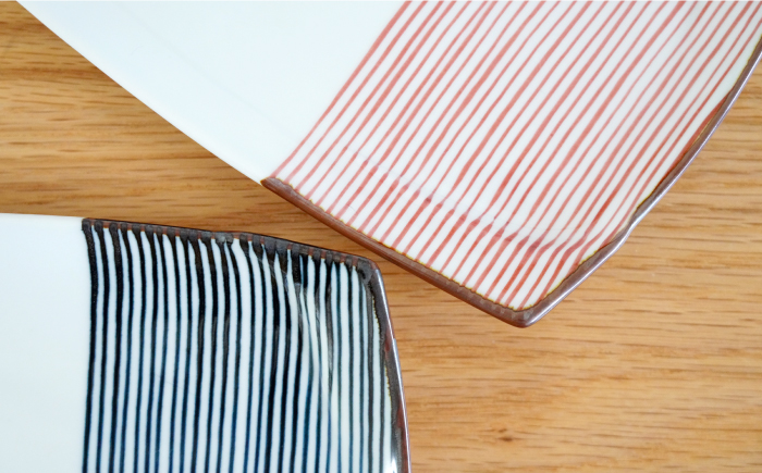 【波佐見焼】ハーフライン ペア 長角皿 プレート【団陶器】 [PB82]