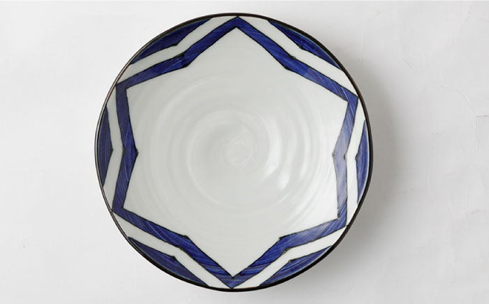 【波佐見焼】 染シリーズ プレート M/L ペア 4枚 幾何紋 短冊【山下陶苑】 [PC14]