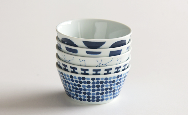 【波佐見焼】swatch ボウルM 5柄セット ステッチ／パレット／ポロック／ジップ／タイル【natural69】 [QA131]