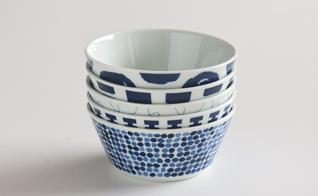 【波佐見焼】swatch ボウルL 5柄セット ステッチ／パレット／ポロック／ジップ／タイル【natural69】 [QA132]