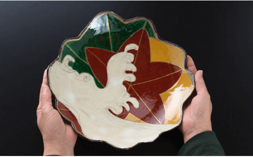 【波佐見焼】乾山写「錦手 竜田川」 大皿 ２枚/向付揃５枚セット（木箱入） 小皿 取り皿 食器 【利左エ門窯】 [QB02]