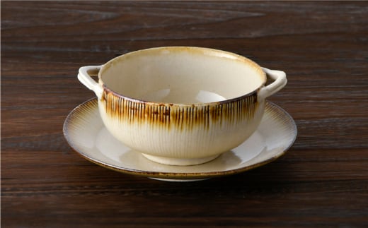 【波佐見焼】nature・彫 スープカップ ・ソーサー ケーキ皿 小皿 スープマグ 【利左エ門窯】 [QB36]