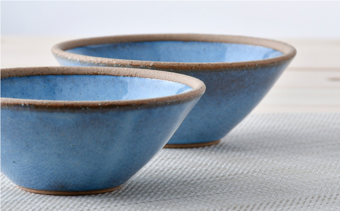 【波佐見焼】テラコッタ BLUE ボウル （S） ペアセット 皿 食器 小鉢【利左エ門窯】 [QB54]