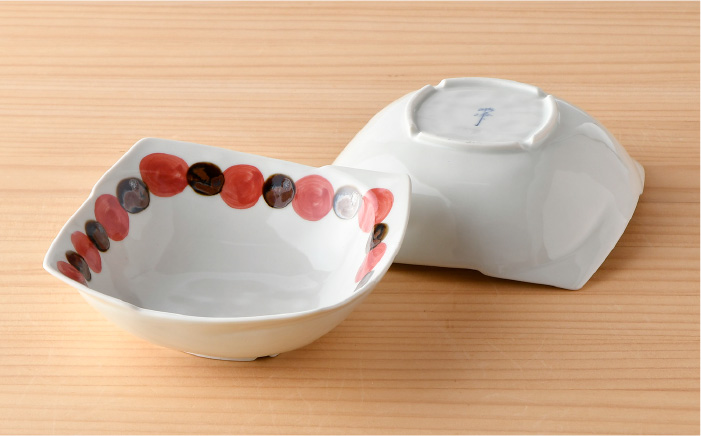 【波佐見焼】SABIドット Red 角鉢・長 角皿 セット ボウル プレート  食器 【トーエー】 [QC51]