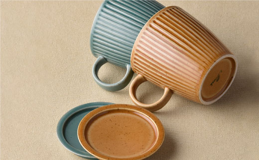 【波佐見焼】カラー蓋付マグカップ スープマグ カップ 小皿  食器 皿 【舘山堂】 [RC12]