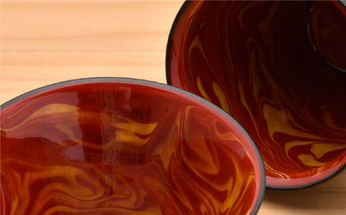 【波佐見焼】レッドマーブル マグカップ2個 飯碗2個セット 茶碗 丼 スープマグ 【舘山堂】 [RC23]