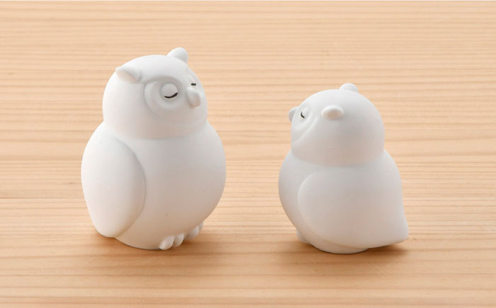 【波佐見焼】 置物 ・ふくろう大小（無釉・つや無し） インテリア 陶器 雑貨 【アトリエやま】 [RE10]