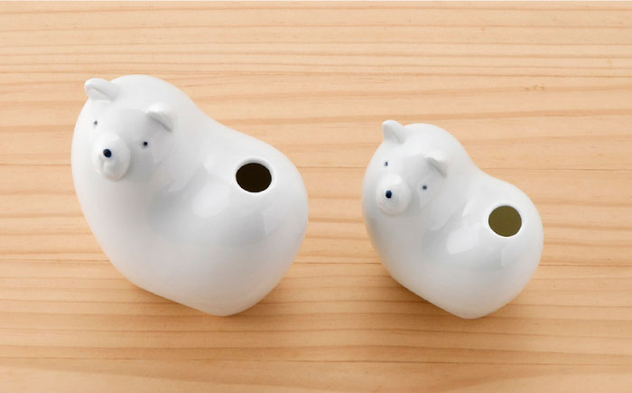 【波佐見焼】 一輪挿し ・犬大小（白釉・つや有り） インテリア 陶器 雑貨 【アトリエやま】 [RE12]