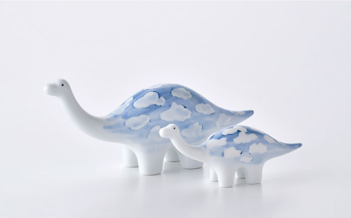 【波佐見焼】首長竜 大小 （白釉・つや有り） インテリア 置物【アトリエやま】 [RE17]