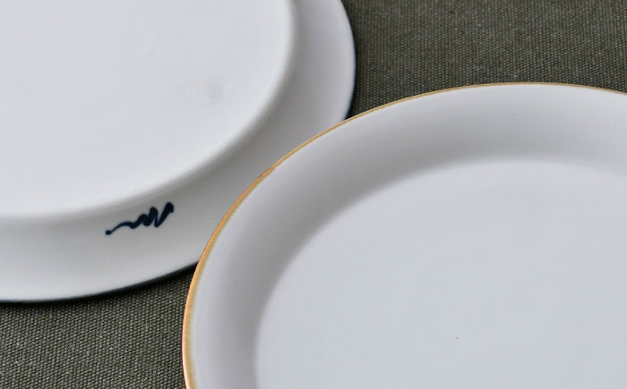 【波佐見焼】プレート（渕錆ライン/渕青ライン） ペアセット パスタ皿【ROXY・HASAMI】 [SB162]