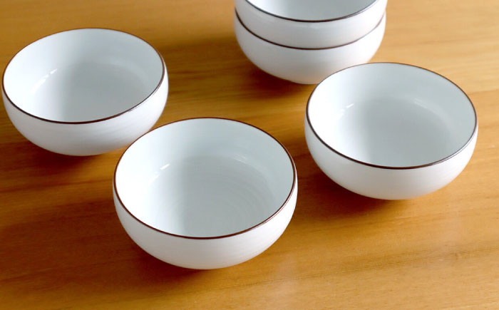 【白山陶器】【定番のシリーズ】白磁千段 汁碗 5枚セット【波佐見焼】 [TA172]