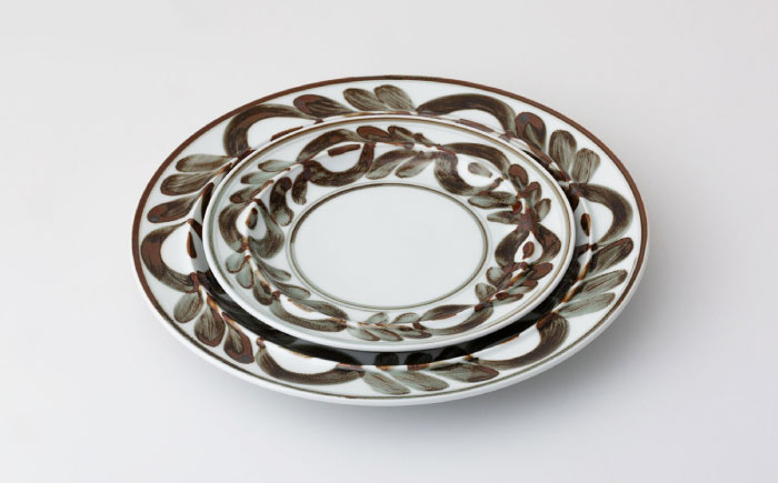 【波佐見焼】mawaribana プレート 大小4点セット ブルー×ブラウン【アイユー】 [UA52]