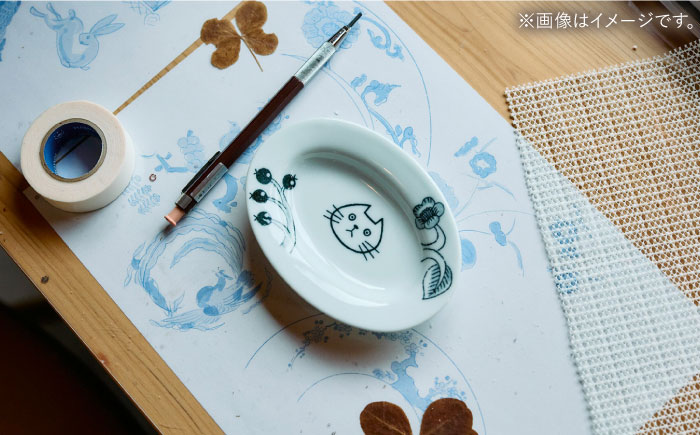 【波佐見焼】Pebble Ceramic Studioコラボ CatオーバルプレートSS 2枚【アイユー】 [UA66]