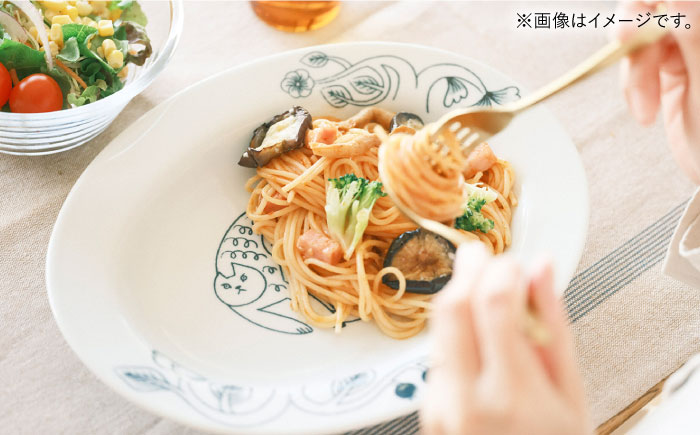 【波佐見焼】Pebble Ceramic Studioコラボ CatオーバルプレートL 2枚【アイユー】 [UA71]