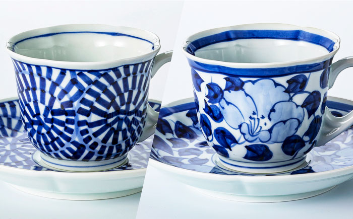 【波佐見焼】古伊万里青磁写絵珈琲碗皿5客揃 食器 カップ 【不二商店】 [UC08]