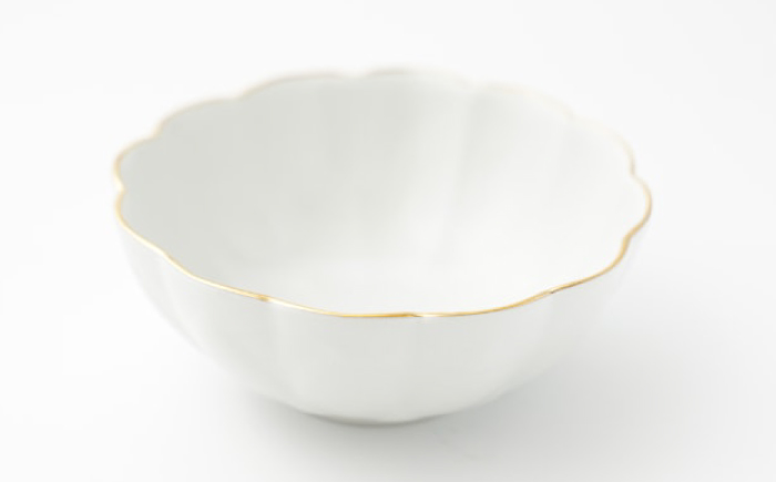 【波佐見焼】紅白お祝い小鉢 渕金蓮型小鉢 レッド/ホワイト 4点セット【FOURGRACE】 [UG05]