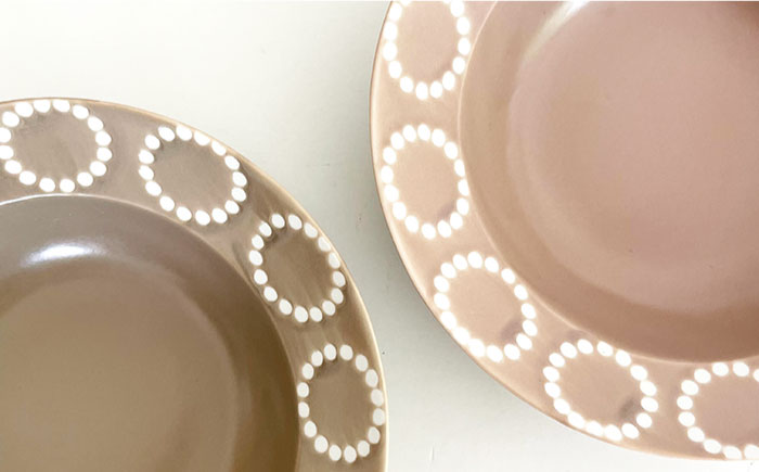 【波佐見焼】サークルリング カフェオレ・桜シフォン ボウル 中 2点セット【陶芸ゆたか】 [VA104]