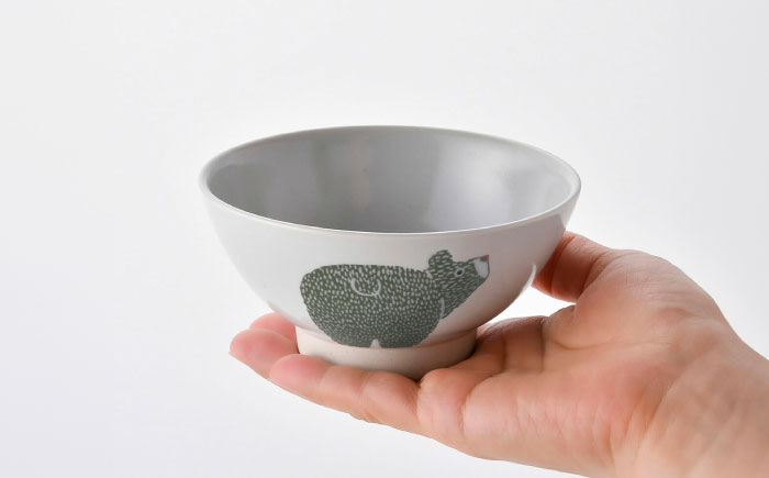 【波佐見焼】スタンプzoo! 茶碗 3個セット(はりねずみ・ベア・キャット) 【陶芸ゆたか】 [VA145]