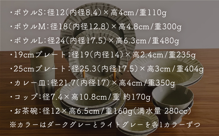 【波佐見焼】Shabby chic style テーブルセット グレー ボウル 大皿 カレー皿 コップ 茶碗 【和山】 [WB113]
