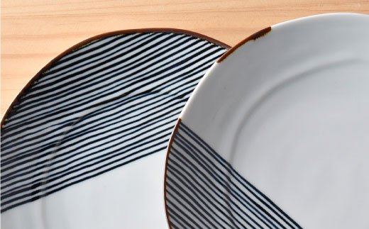 【波佐見焼】ハ－フラインシリ－ズ 20cmプレ－ト 2枚セット プレート 食器 皿【まるしん】 [WD08]