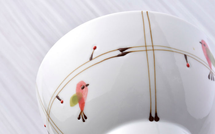 【波佐見焼】ことりの森 茶碗 ペアセット【まるしん】 [WD38]