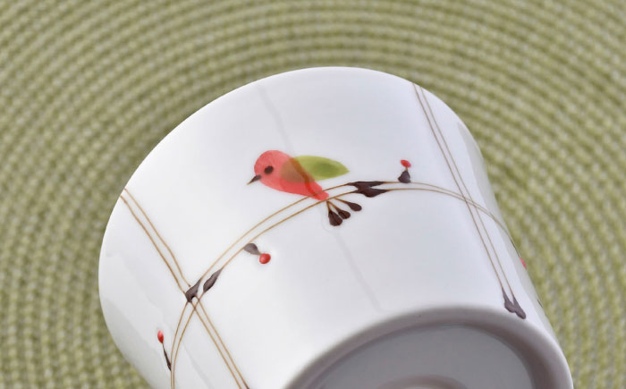 【波佐見焼】ことりの森 マルチカップ・角豆皿 4点セット【まるしん】 [WD40]