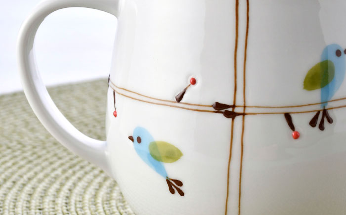 【波佐見焼】ことりの森 マグカップ ペアセット【まるしん】 [WD41]