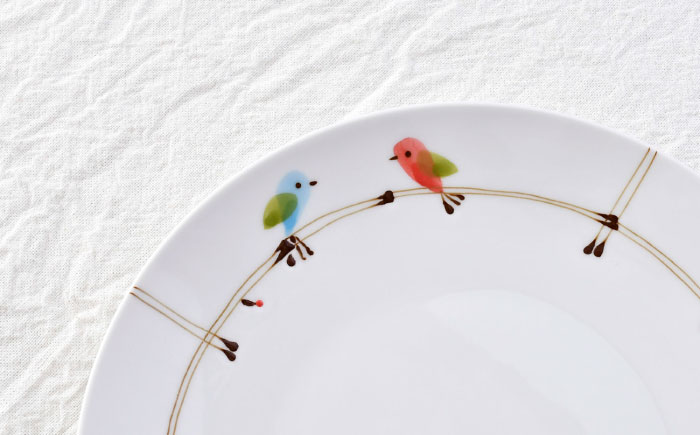 【波佐見焼】ことりの森 21cm プレート 2枚セット【まるしん】 [WD42]