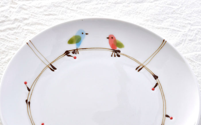 【波佐見焼】ことりの森 15cmプレート 3枚セット【まるしん】 [WD43]