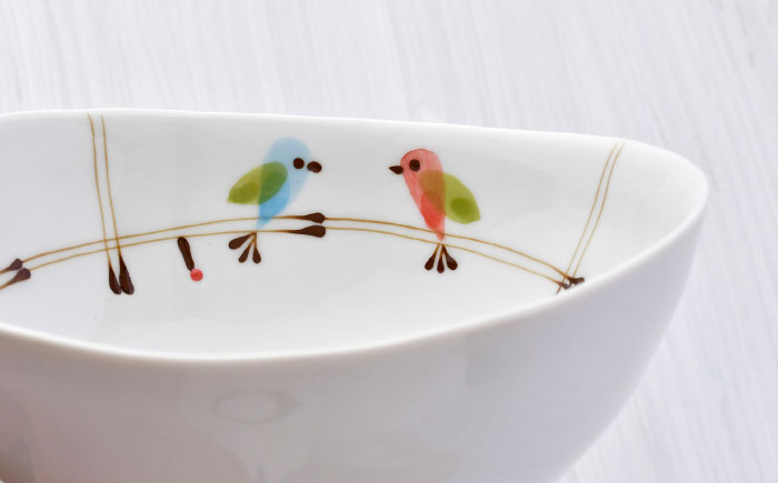 【波佐見焼】ことりの森 ボウル 大小4点セット【まるしん】 [WD44]