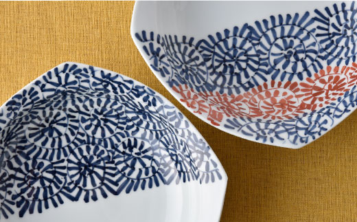 【波佐見焼】タコ唐草 多様鉢 2個セット カレー皿 取り皿 食器【一夢窯】 [ZD04]