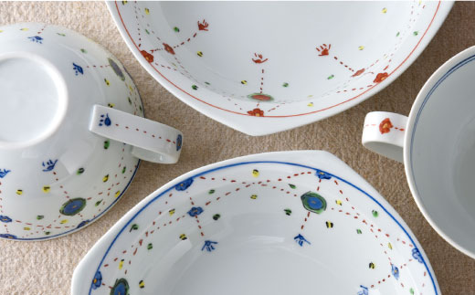 【波佐見焼】瓔珞文 多様鉢・マルチカップ ペアセット カレー皿 スープカップ【一夢窯】 [ZD05]