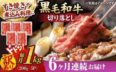 【第6回定期便】【訳あり】 切り落とし 1.0kg (200g×5)  【夢ファームシュシュ】 [WF39] 肉 牛肉 しゃぶしゃぶ すき焼き 訳アリ ワケあり 定期便