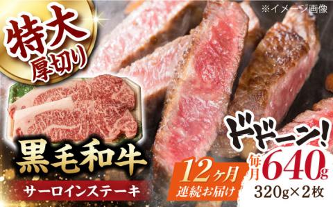 【第12回定期便】サーロイン ステーキ 640g（320g ×2枚） 【夢ファームシュシュ】 [WF34] 肉 牛肉 サーロインステーキ 焼肉 定期便