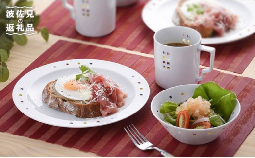 【波佐見焼】水晶カラフルスクエア プレート ボウル マグカップ 含む バリューセット（お二人様用） 食器 皿 【丹心窯】 [AB09]