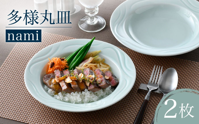 【波佐見焼】多様丸皿 2枚セット（nami）食器 プレート【正右衛門窯】 [BG14]