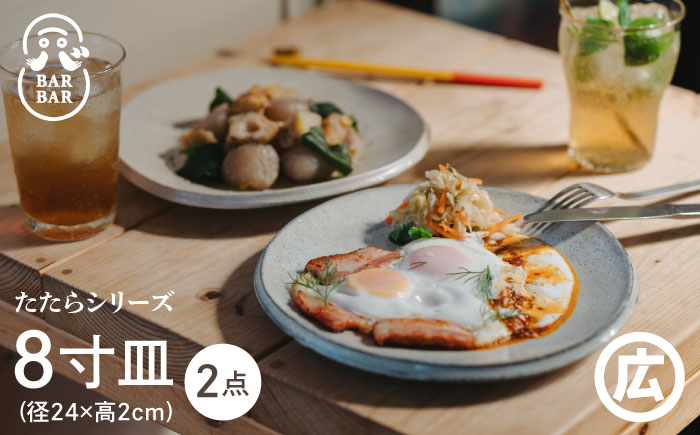 【波佐見焼 マルヒロ】BARBAR たたらシリーズ 8寸皿 2点セット [EB183]