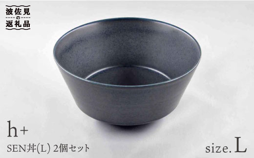 【波佐見焼】h+ SEN 丼ぶり どんぶり (L) 黒 2個セット 食器 皿 【堀江陶器】 [JD81]
