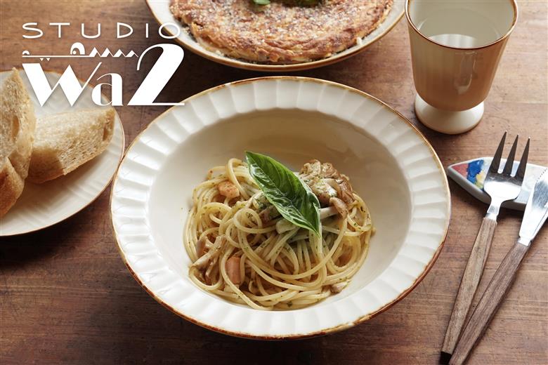 【波佐見焼】SHINOGI 7寸パスタ皿 2点セット 生成【studio wani】 [MB60]