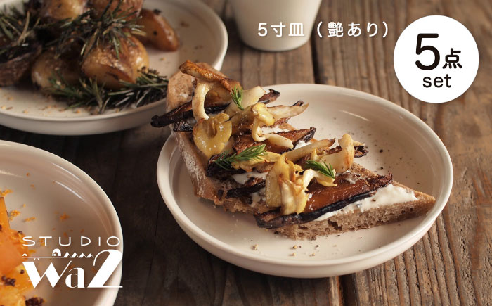 【波佐見焼】KINU 5寸皿 5点セット（艶あり）【studio wani】 [MB79]