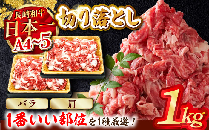 【A4～A5】長崎和牛切り落とし　1kg (500g×2P）(肩・バラいずれか)【株式会社MEAT PLUS】 [MG03]