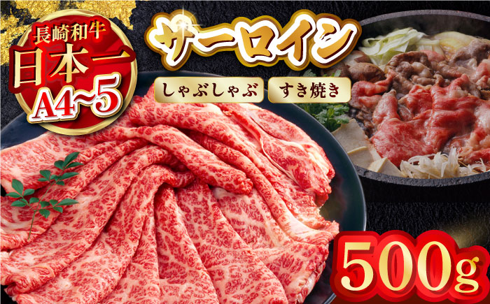 【厳選部位】【A4～A5】長崎和牛サーロインしゃぶしゃぶすき焼き用　500g【株式会社MEAT PLUS】 [MG06]