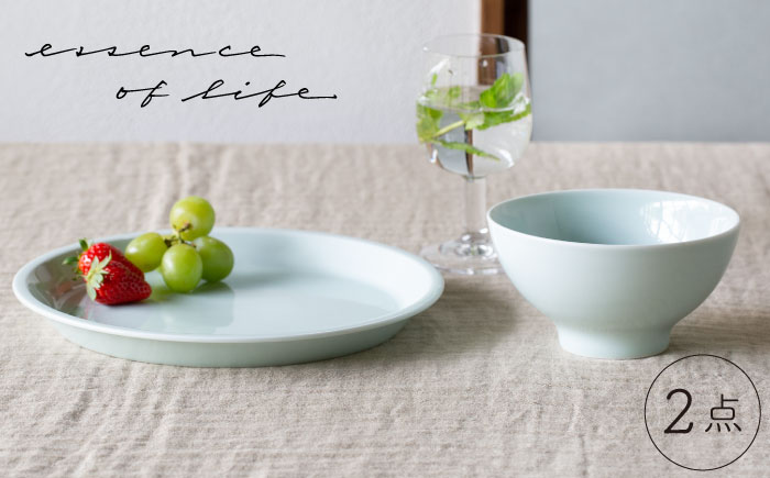 【波佐見焼】es 24cm プレート ボウル S 2点セット 青磁釉 ペア【西海陶器】 49330 1 49335 1 [OA266]