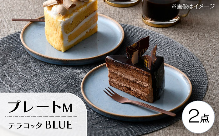【波佐見焼】テラコッタ・BLUE プレートM 2枚セット【利左エ門窯】 [QB67]