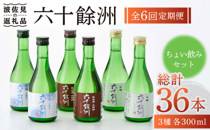 【全6回定期便】六十餘洲 3種ちょい飲みセット 化粧箱入り 吟醸酒 純米酒 冷酒【今里酒造】 [SA31]