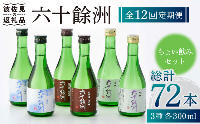 【全12回定期便】六十餘洲 3種ちょい飲みセット 化粧箱入り 吟醸酒 純米酒 冷酒【今里酒造】 [SA32]