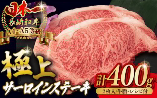 サーロイン ステーキ 2枚 400g 長崎和牛 A4～A5ランク 希少部位【野中精肉店】 [VF04] 肉 牛肉 サーロインステーキ 焼肉