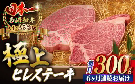 【全6回定期便】極上 ヒレ ステーキ 2枚 300g 長崎和牛 A4～A5ランク【野中精肉店】 [VF11] 肉 牛肉 赤身 ヒレステーキ 焼肉 定期便