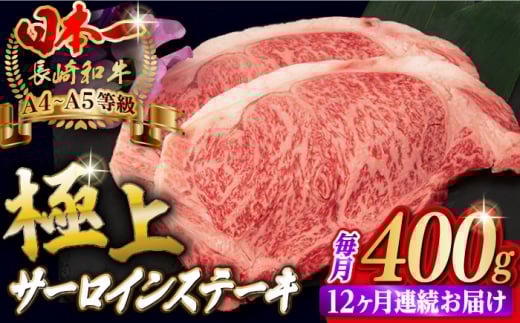 【全12回定期便】サーロイン ステーキ 2枚 400g 長崎和牛 A4～A5ランク【野中精肉店】 [VF21] 肉 牛肉 サーロインステーキ 焼肉 定期便